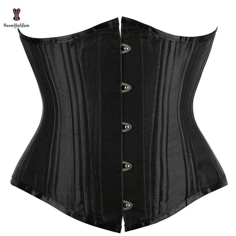 Plus Size XS XXXXXXL Women's 24 Robs Waist Corsets & Bustiers Double Stainless Steel Bone Gothic Corselet Black Curvy Corset