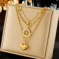 Latest Fashion Multi Layers Stainless Steel Tree of Life Necklace 18k Gold Plated Heart Charm Necklace for Women