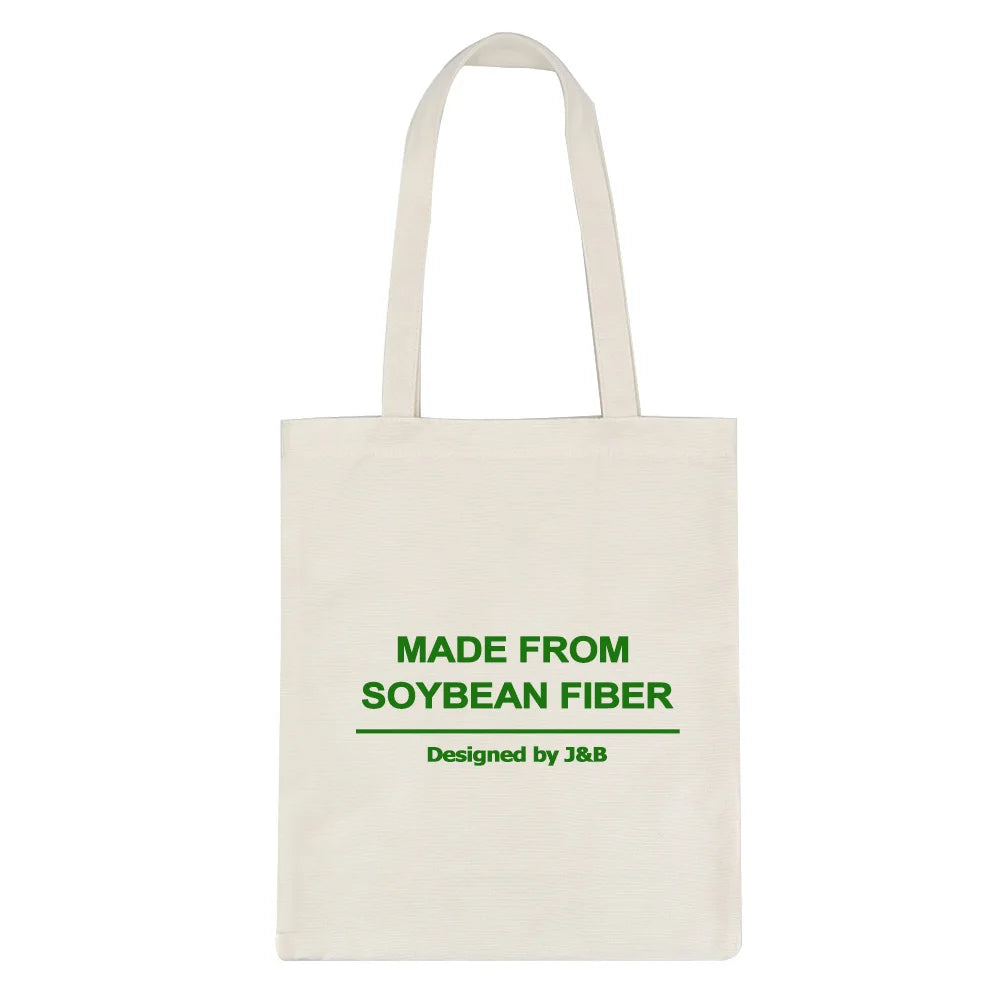 Eco Soybean Fiber Canvas Fabric Tote Shopping Gift Bag Recyclable Biodegradable Natural Soy Fiber Carry Bags with Logo