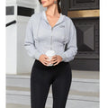 F240012 Custom Fit Long-Sleeve Hoodies Double Zippers Slim Hoodie for Women Fitness Short Workout Yoga Sports Jacket for Women