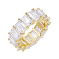 Gemnel Bohemia 925 Sterling Silver 18k Gold Vermeil baguette Diamond Thin Band Ring for Women
