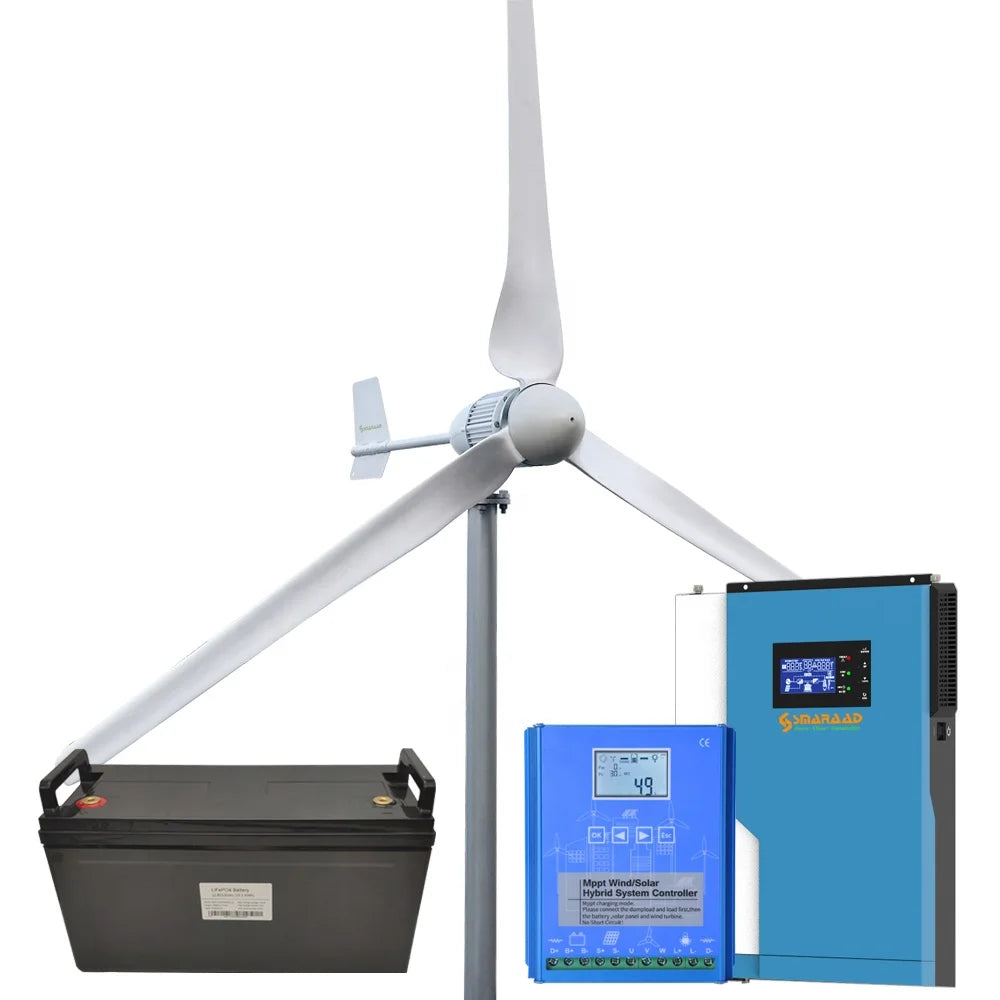 24V 2000W Home Wind Power System with 24V 100AH 2400Wh LiFePO4 Power Bank High Capacity Wind Generator