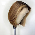 12A Grade Transparent HD Ombre Blonde Straight Cut Bob Short Wig Full Health Virgin Human Hair Lace Front Wigs