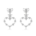 925 sterling silver bow knot five-pointed star zircon fashion simple heart-shaped stud earrings