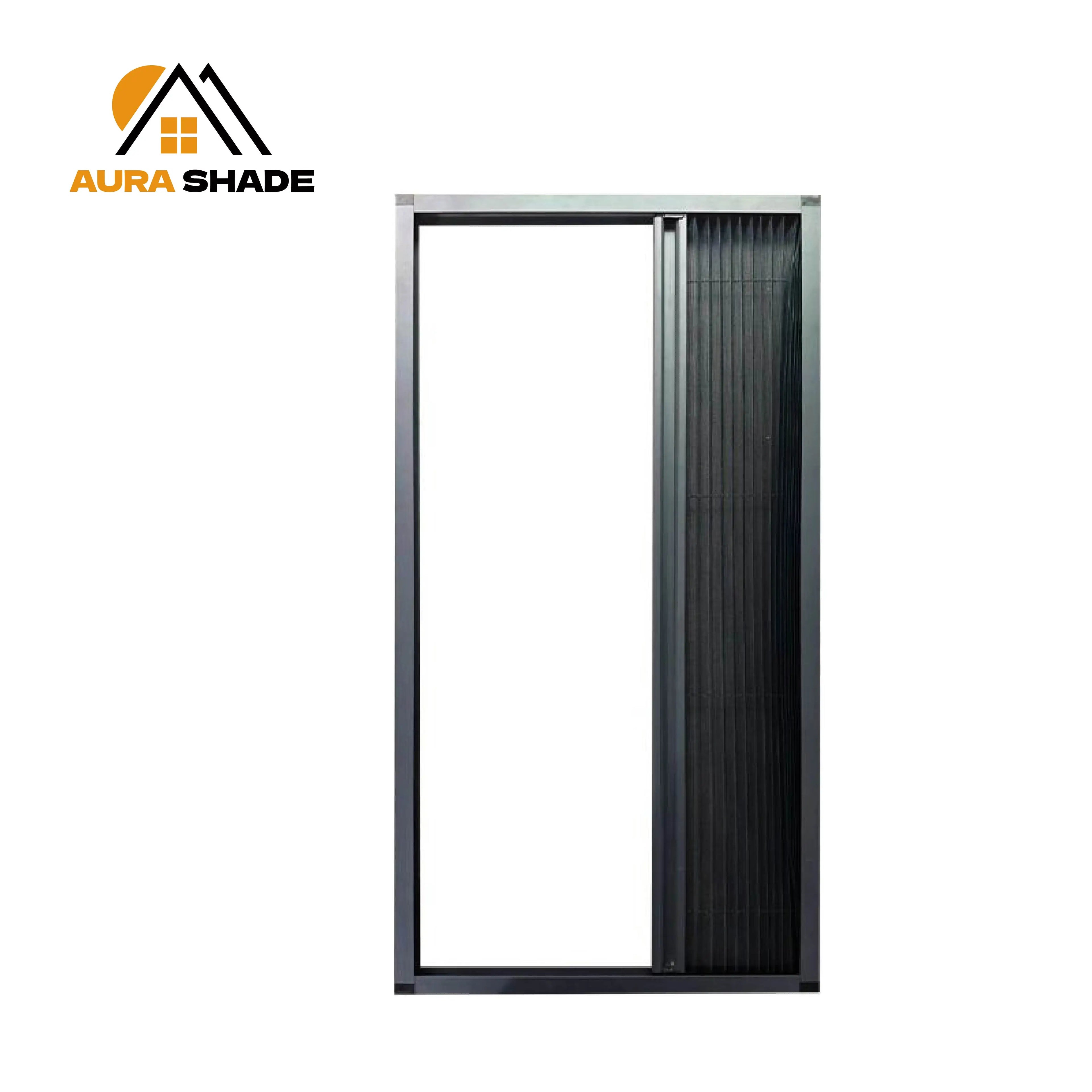 Perfect Fit Accordion-style with Aluminum Alloy Frame Retractable Pleated Mesh Window Pliss Mosquito Net Horizontal Rolling
