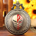 Mask Design Japan Anime Morden Pocket Watch With Neckalce Chain Bronze Steampun Pendant Locket Watch for Cosplay Gift