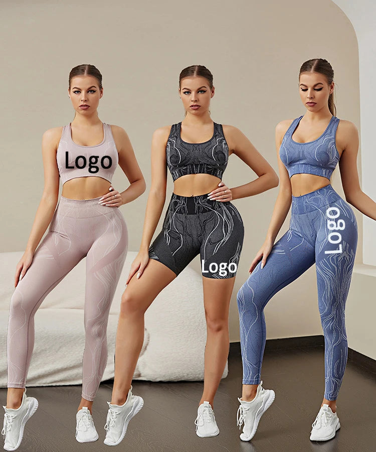 New Women's Racerback High Waist Seamless Breathable 2-Piece Sports Suit Workout Gym Outfit Yoga Wear Fitness Clothing
