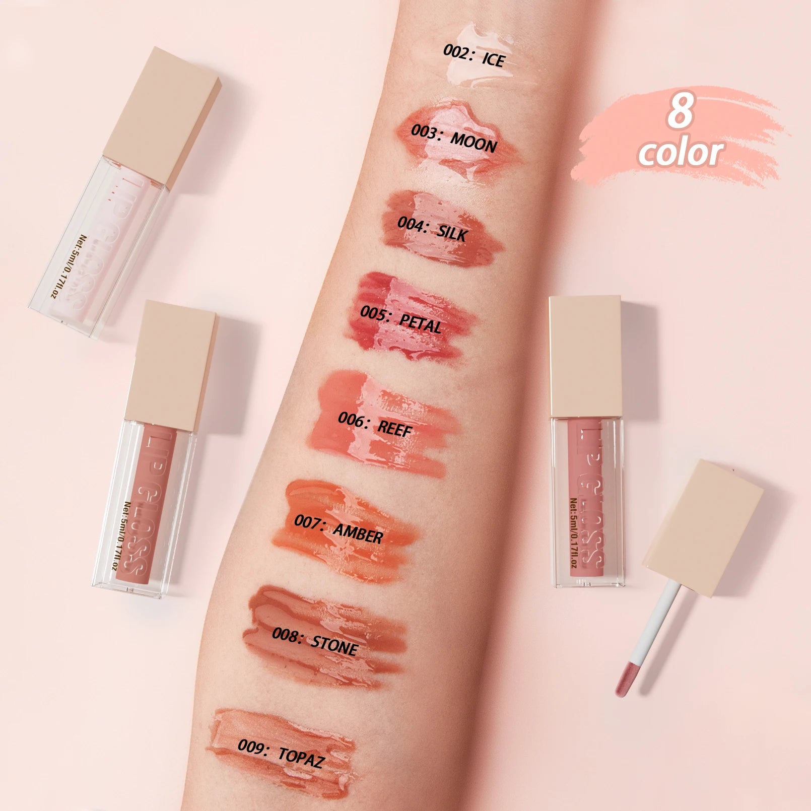 Best Quality Custom Mineral Liquid Glitter Shimmer Waterproof Clear Plump Lip Gloss 5ml Wholesale Private Label Lipgloss