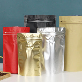 OEM Custom Kraft Paper Zipper Stand Pouches 250G 500G 1Kg Smell Proof Recyclable Coffee Packaging for Potato Chips Pet Food