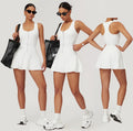 Gym Fitness Sportswear One Piece Tennis Skirt Golf Wear Sports Dress With Inner Shorts Yoga Tennis Skirt Casual Dress for Girls