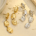 18k Gold Plated Stainless Steel Waterproof Hammered Drop Dangle Earrings for Women 2025 Texture Charm Daily Jewelry