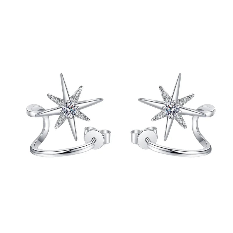 Fashion Luxury Jewelry Snow Shape Earrings 925 Sterling Silver 0.28ct Moissanite Diamond Earrings Valentine Day Gifts for Women