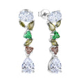 Hypoallergenic Multi-Color Geometric Cubic Zircon Dangle Drop Design Luxury 925 Sterling Silver Rhodium Plated Party Gift
