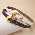 Women's Belt Brown Vintage Gold Buckle Dress Custom Genuine Leather Belt Ladies