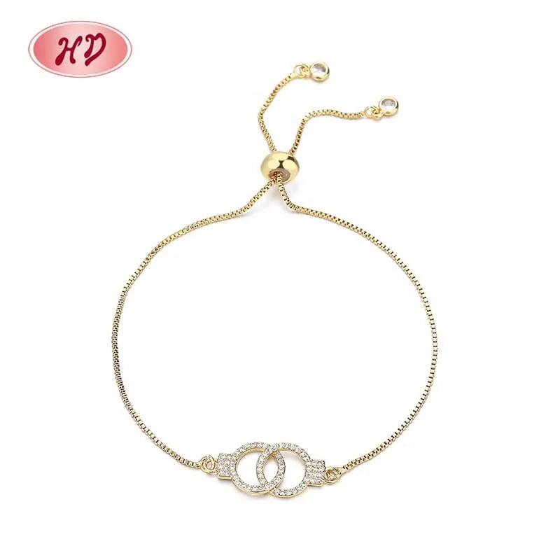 Fashion Circular Hollowing Fine Adjustable Personalized 18K Gold Bracelet for Women Gold Bangles Bracelets