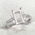 Sterling Silver 5*9mm Semi Mount Ring Square Shape Empty Frame Blank Claws Setting S925 Base Without Center Stone for Inlay DIY