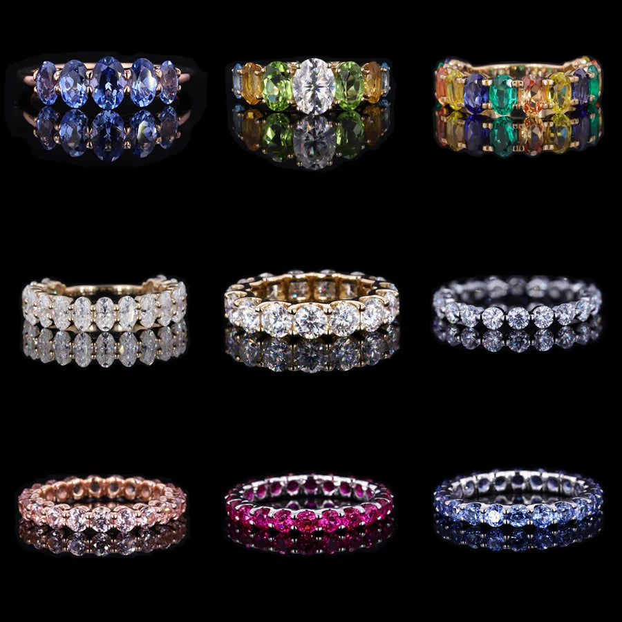 Custom Jewelry 10K 14K 18K Solid Gold Lab Grown Sapphire Gemstone Lab Diamond Moissanite Wedding Rings for Women