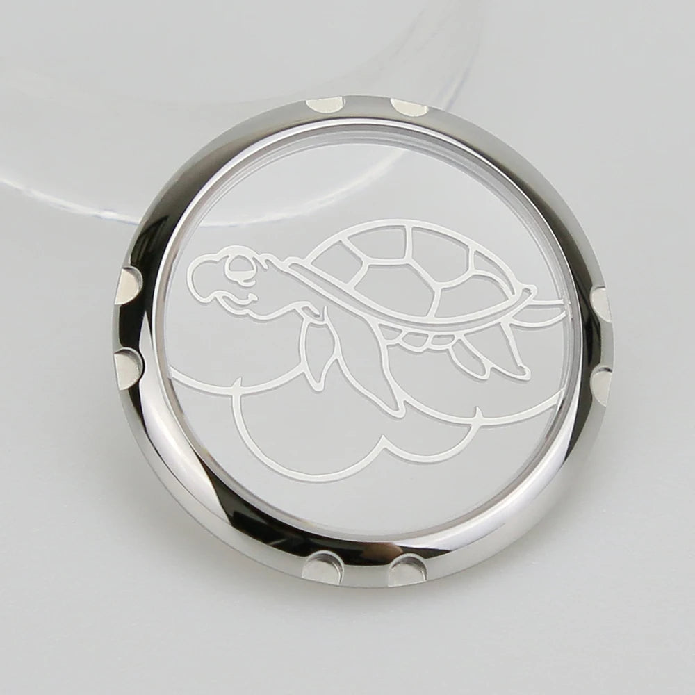 New Arrival 316L Stainless Steel 10ATM Thin Turtle Style Sapphire Glass Watch Case Back 007 Watch Parts New Arrival