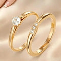 Stainless Steel 18K Gold-plated Zircon Fashion Ring 316L Stainless Steel Ring Wedding Gift Jewelry Accessories Wholesale MegaBDM