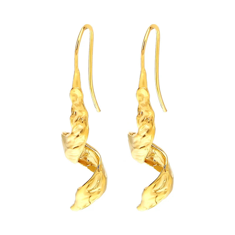New Arrival Flowing Silk Scarf-Inspired Gold Color Drop Earrings Fashion Jewelry gold plated Earrings for Women's Weddings