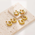 Designer 18K Gold Plated Stainless Steel Pearl Earrings Jewelry Korean Colorful Cubic Zirconia CC Earrings Women