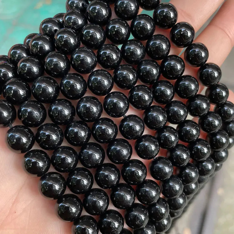 Wholesale Round Loose Gemstone Beads 5A Quality Natural Black Tourmaline Beads for Jewelry Making