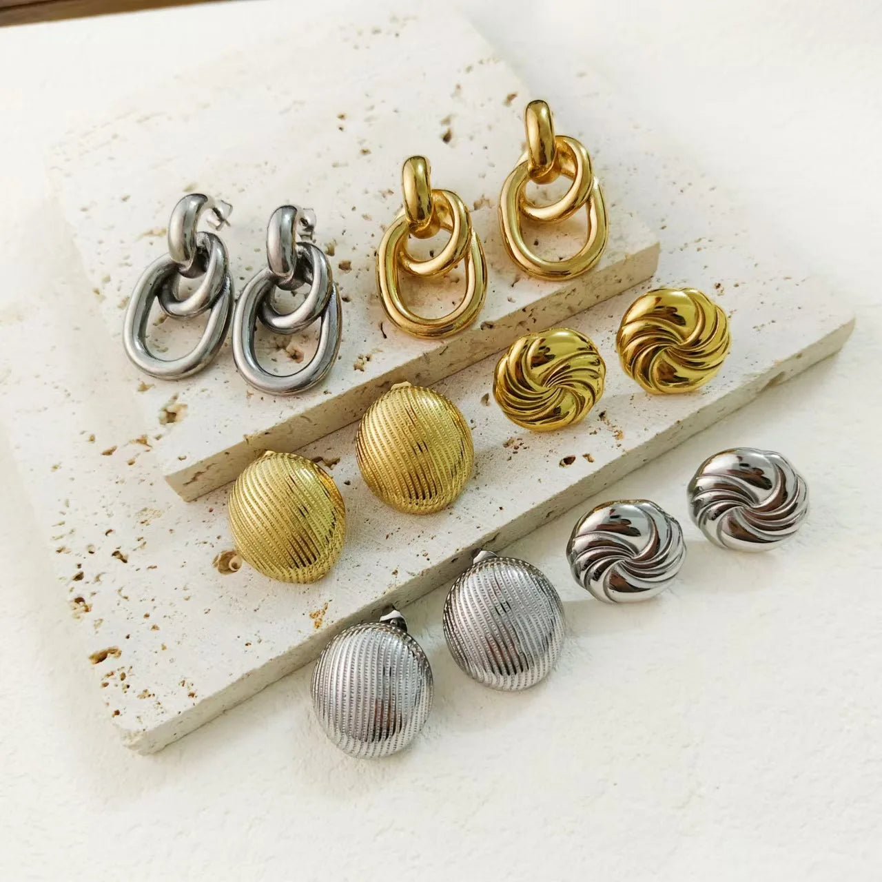 Wholesale 18K Gold Plated Stainless Steel Chunky Stud Earrings Statement Geometric Party Earring for Women