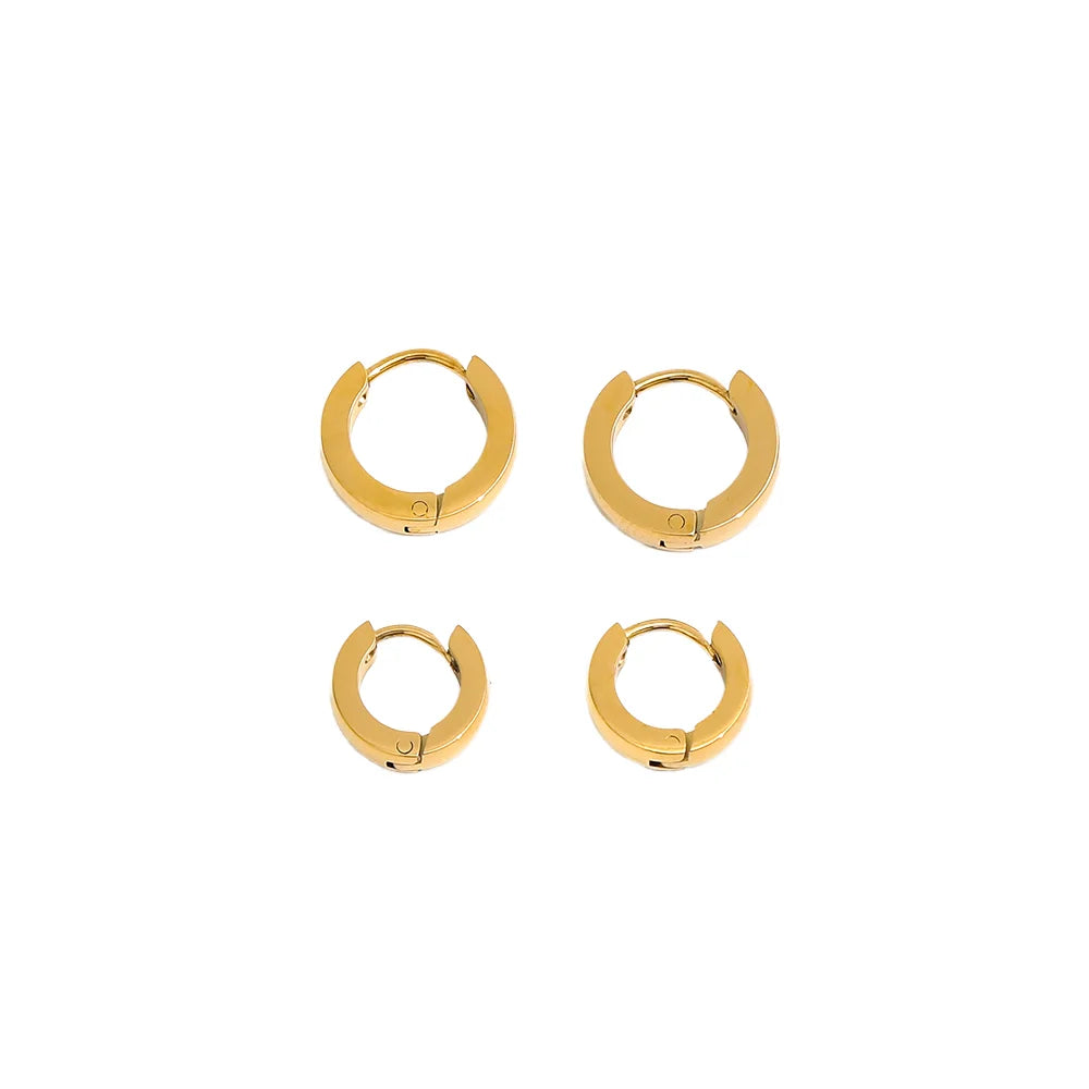 Minimalist Korean Women Fashion Fine Jewelry Two Tone Designer Stainless Steel Thick Hoop Earrings With 925 Sterling Silver Post