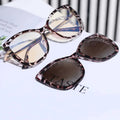Magnetic Clip on Sunglasses Polarized Butterfly Glasses High End Dual Use Eyeglasses Mirrored Cat Eye Sunglasses