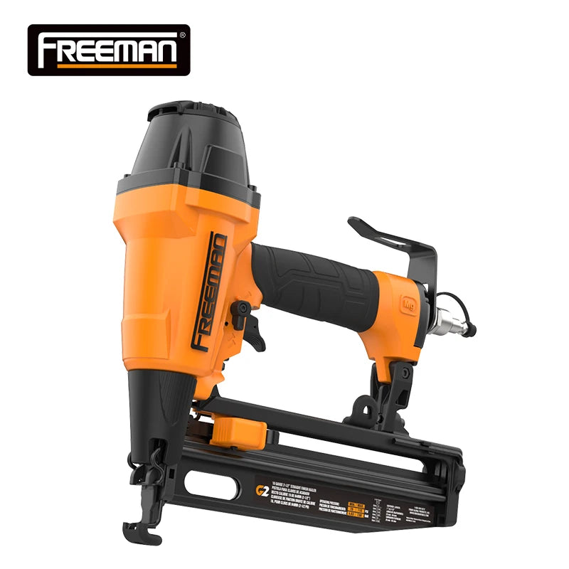 Freeman 16 Gauge 2 1/2 Inch Pneumatic Wood Furniture Trim Nail Gun T64 Air Finishing Nailer 100pcs Magazine Aluminum Alloy