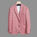 New Fashion Business Slim Casual pink Suit Jacket Men's Single Breasted Plaid Suit blazer