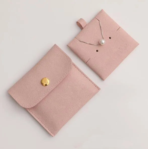 Custom Dark Pink Jewelry Bag With Insert Microfiber Jewelry Package Bag Personalized Jewelry Pouch With Logo