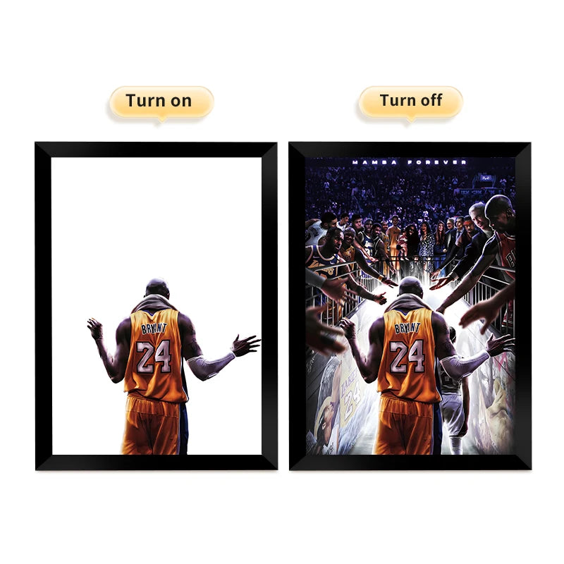 Super Basketball Star Custom Sports Wall Art Frame LED Light Painting Best Valentine's Day Gift with UV Printing