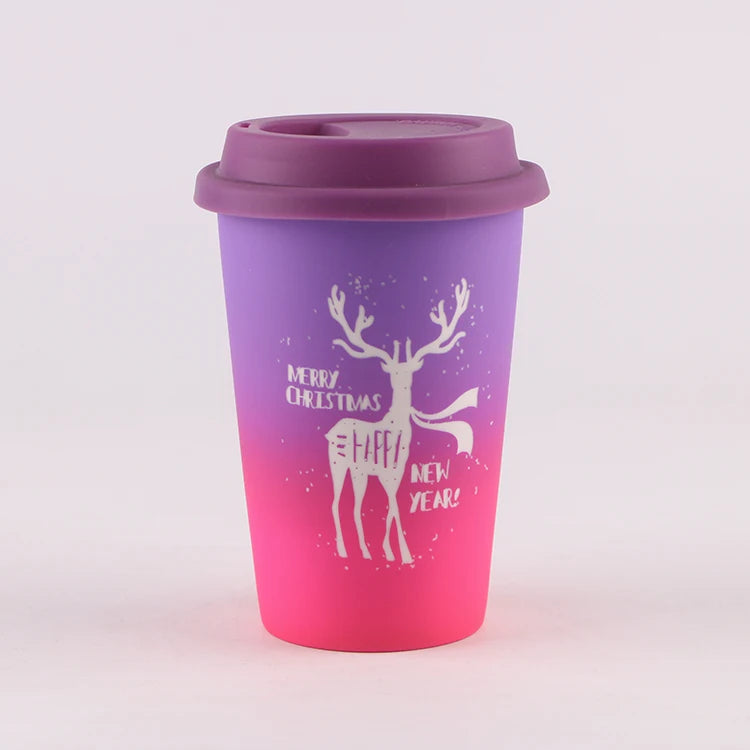 Ceramic Travel Mug with Silicone Lid for Coffee on the Go Back to School Essential