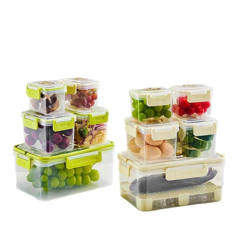 OWNSWING 5pcs Refrigerator Food Container with Handle BPA-Free Plastic Storage Box with Drain Basket Picnic Sorting Box