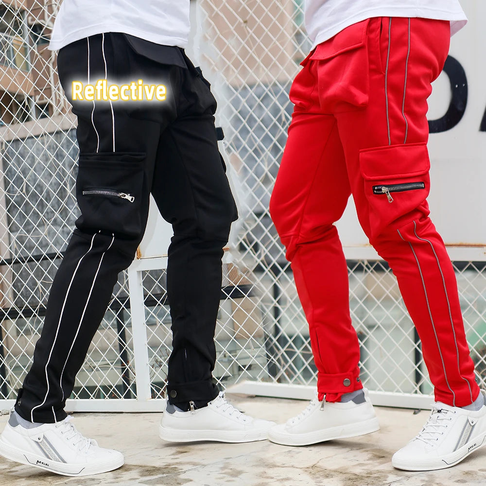 Top Ranking Men's Stretch Sweatpants Slim Solid Color Gym Pants Jogger Reflect Running Training Jogging Men's Pants & Trousers