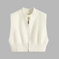Manufacturer Custom 1/4 Zip up Knitted Sleeveless Crop Knitwear Wool Cashmere Women's Zipper Cropped Sweater Vest for Women