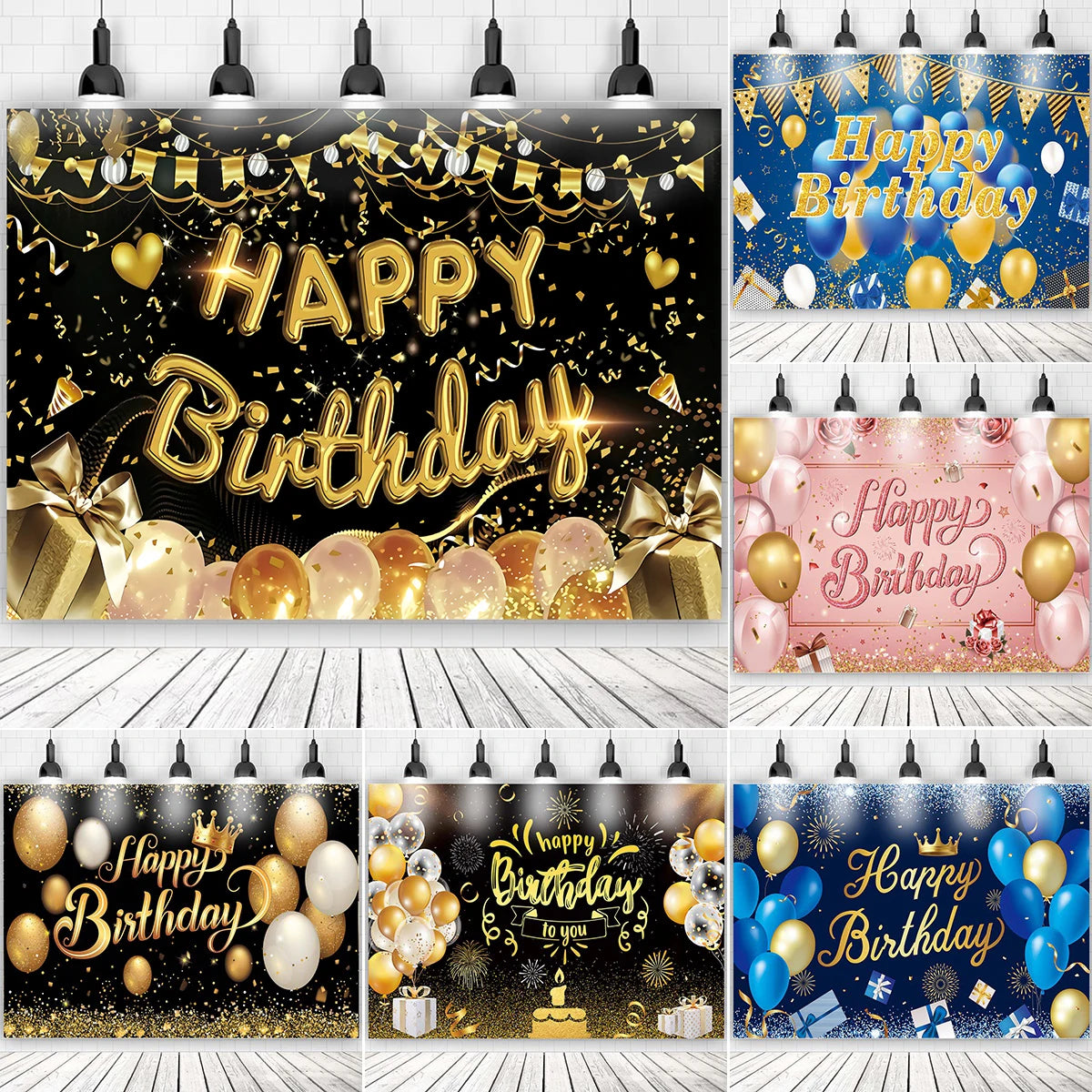 Custom Happy Birthday Party Backdrop Banner Decorations Banner FLAG Promotion Advertising Printing Banner Polyester Cloth