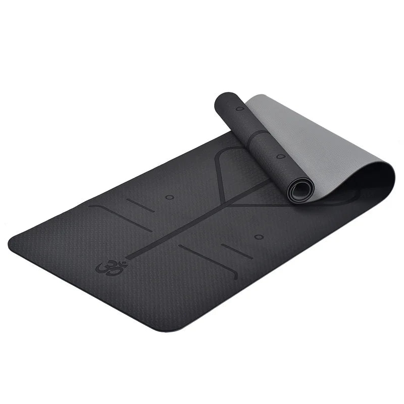 Custom Logo Eco-Friendly TPE Yoga Mat Anti-Slip Waterproof 6mm/8mm/10mm Double Layer Foldable Home Exercise Mat Carrying Strap