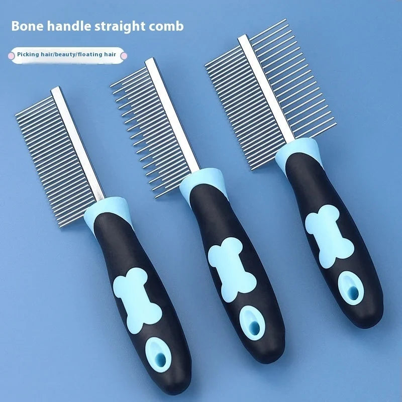 Dog Bone Pattern  Double Sided Row Comb  Steel Pin Comb Pet Shedding Comb