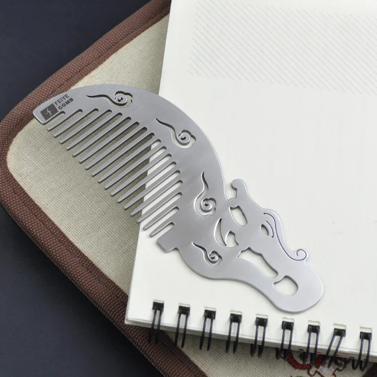 Factory - Customized Various Shapes  Stainless Steel Hair Beard Combs Chinese Traditional Culture Themed Combs