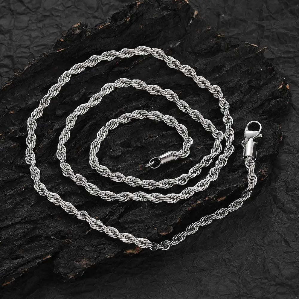 18K Gold Titanium Steel Men's Necklace Fashionable Cross-Border Jewelry with Stainless Steel Twist Chain Gift Wholesale