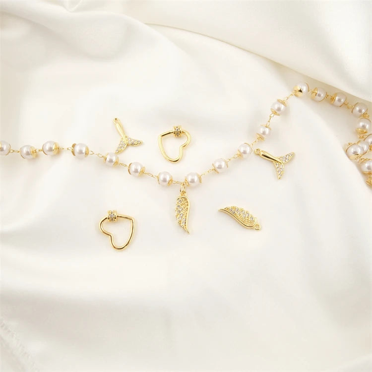 Diamond Heart Animal Shape Pendant 18k Gold Plated Brass Zircon Mermaid Party Necklace