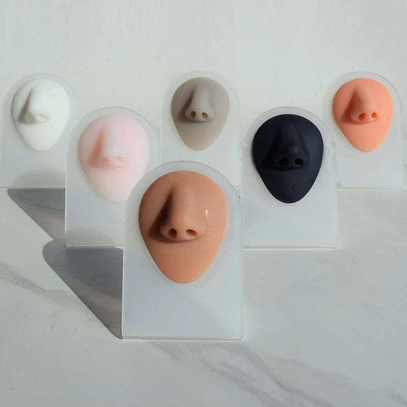 Brown Color Body Part Silicone Nose Model With Display Stand Use for Tattoo Puncture Practice Body Piercing Jewelry Display Tool