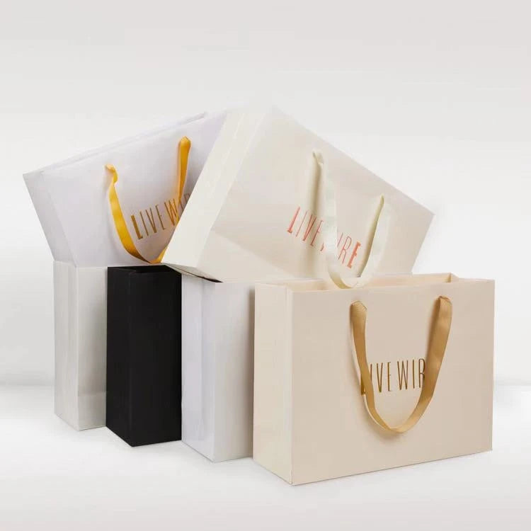 Fashion Luxury Custom logo Colorful Kraft Paper Shopping Bag Gift Bag for Clothing Packaging/jewelry With Handles