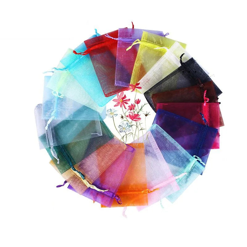 Wholesale Pearl Yarn Plain Cosmetic Drawstring Gift Bags Wedding Candy Mesh Bags