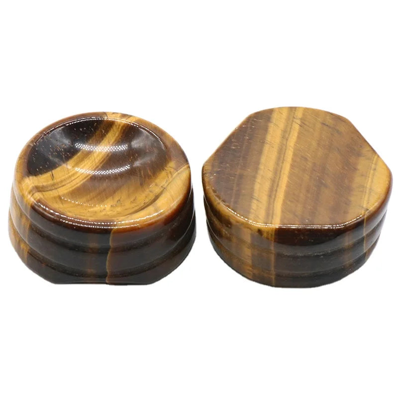 DIY Hot Sale Wholesale Natural Crystal Yellow Tiger Eye Ball Base Stone Bracket Egg-shaped Stone Base Circular Ball Seat Ornaments