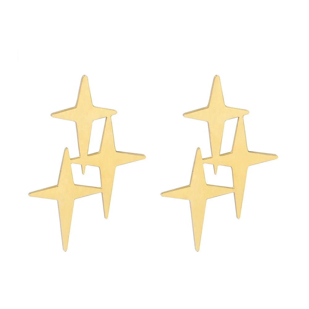 Hot Selling Cross Star Stud Earrings Jewelry Women Stainless Steel