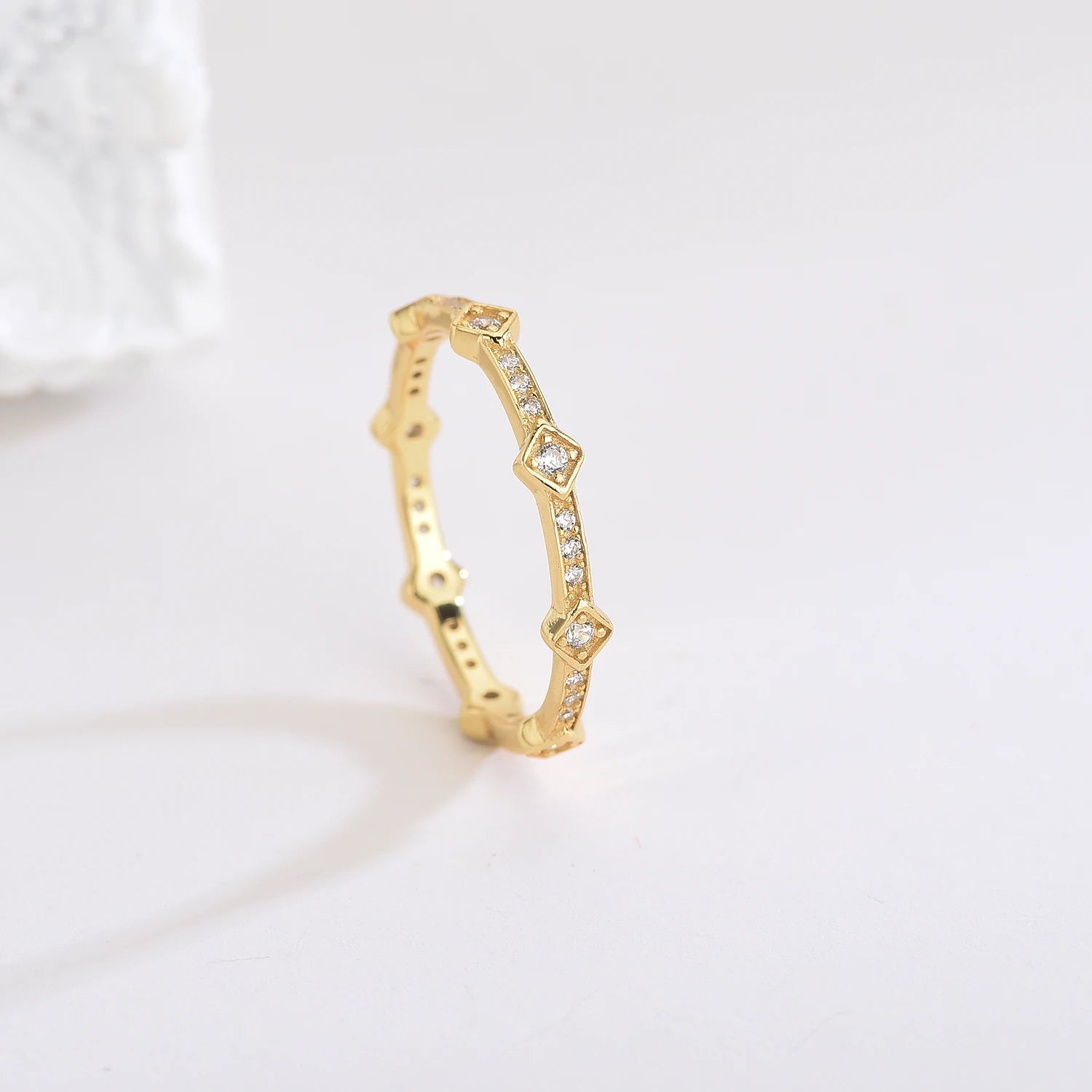 Fashion 925 Silver Cubic Zircon CZ Square and Rectangle Geometric Ring