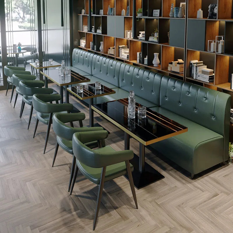 Factory Customized Restaurant Leather Booth Sofa Set Cafe Bench Seating Hotel Marble Dining Table and Chair Set